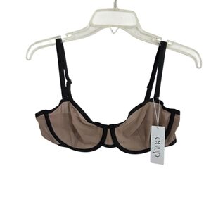NWT Cuup The Balconette Mesh Bra Tan Taupe Black Size 36B Sheer